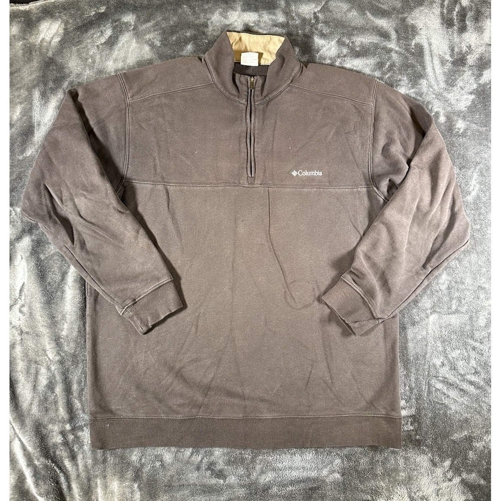 Columbia Men's‎ Fleece Pullover Quarter-Zip Tan/Brow LARGE